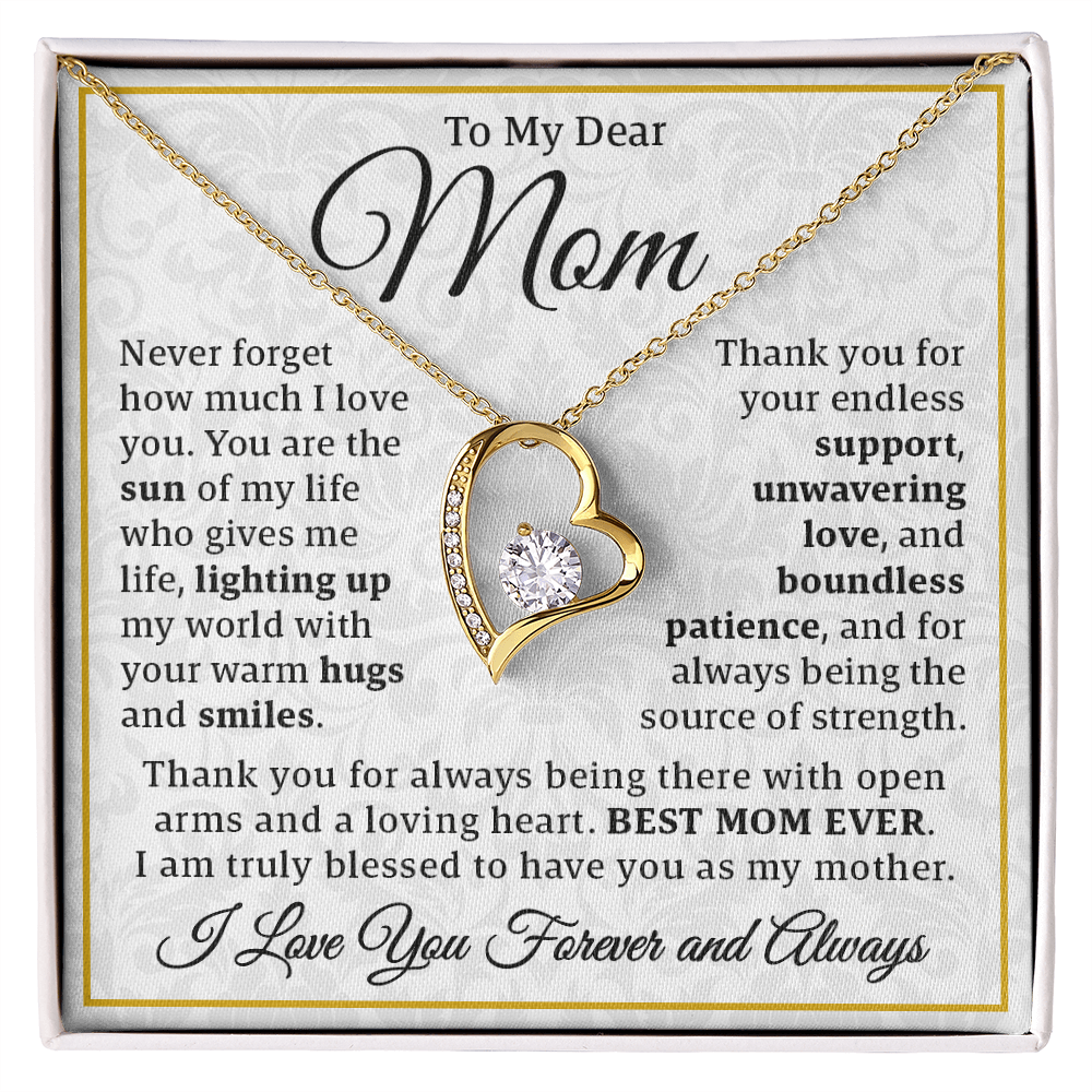 To My Dear Mom – Forever Love Necklace: A Heartfelt Valentine's Gift to Celebrate the Warmth, Patience, and Endless Love of the Best Mom Ever