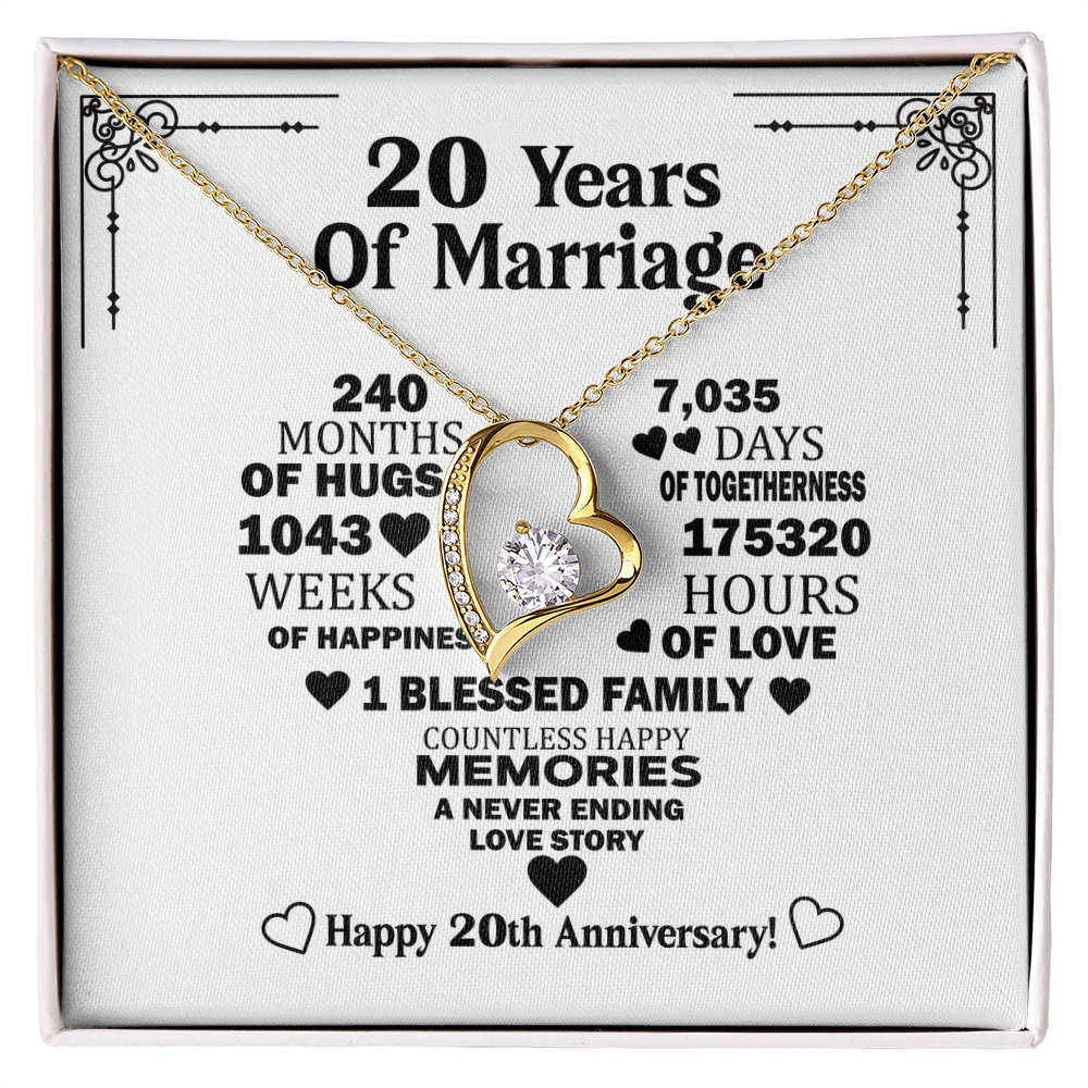 Elegant 20th Anniversary Necklace for Wife – Timeless Keepsake with Romantic Message from Loving Husband