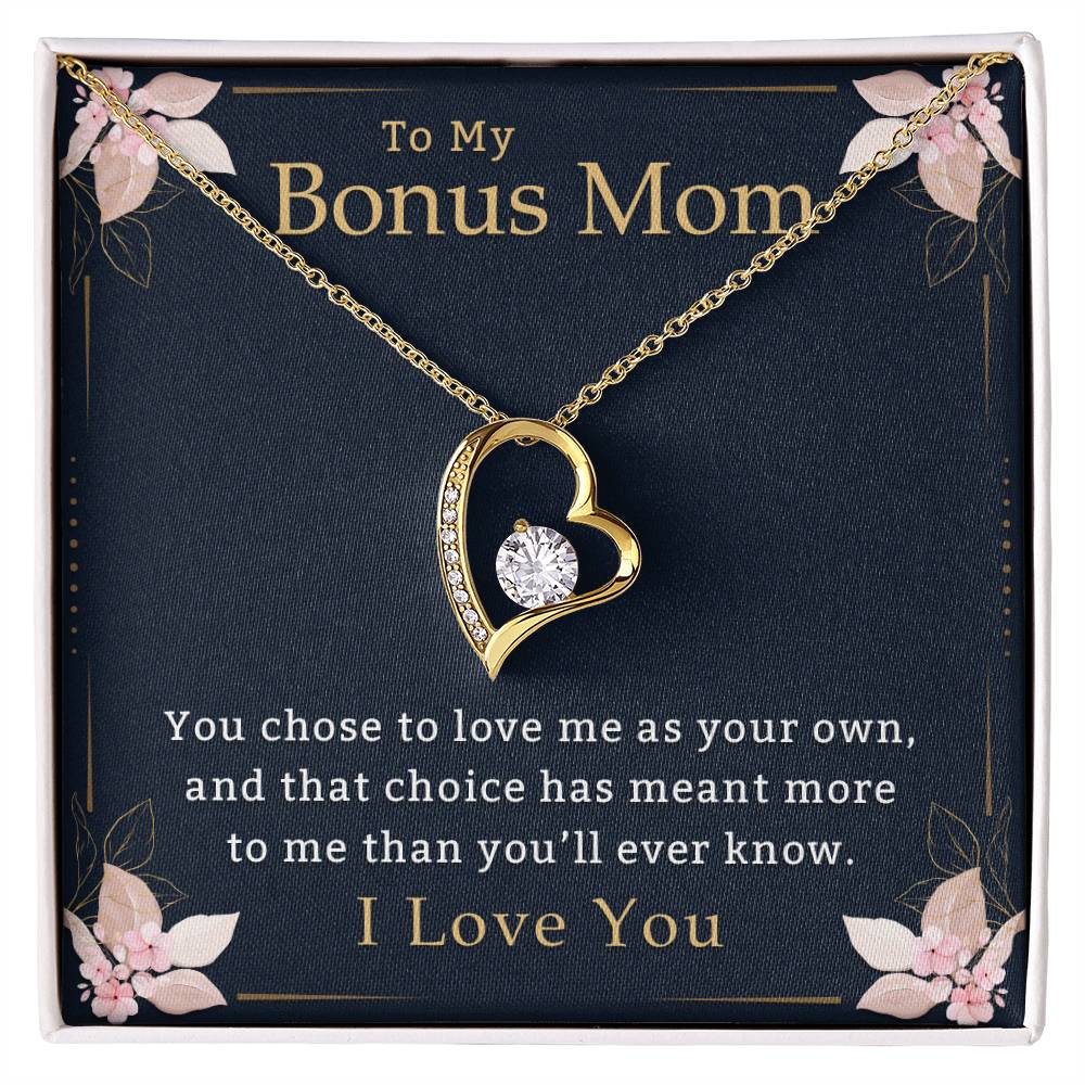 To My Bonus Mom Necklace, Heartfelt Gift of Love, Meaningful Jewelry for Mother's Day & Special Occasions