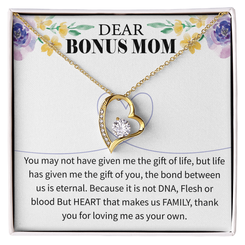 Bonus Mom Forever Love Necklace – Sterling Silver with Engraved Message