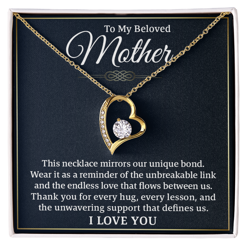 To My Beloved Mother – Forever Love Necklace: A Beautiful Valentine's Day Gift Symbolizing Our Unbreakable Bond and Endless Love