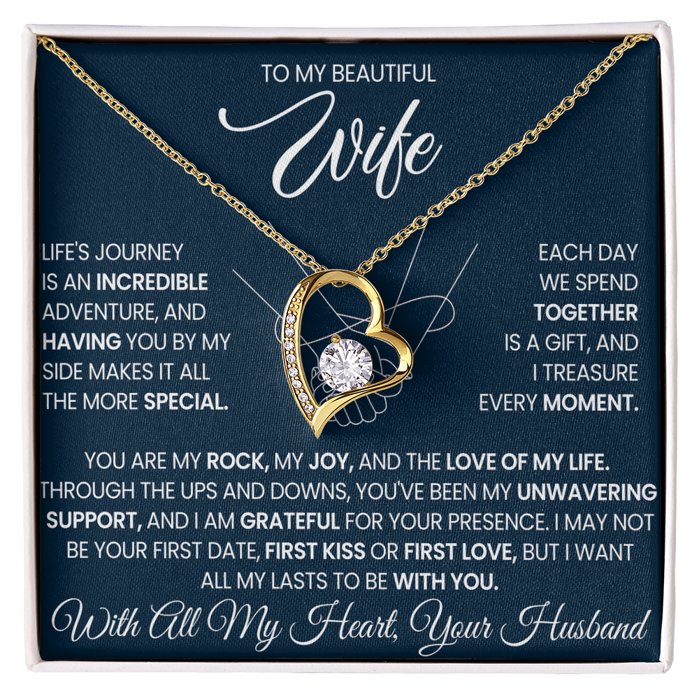 To My Wife Forever Love Necklace With Heartfelt Message & Gift Box