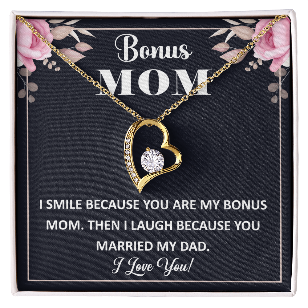 Bonus Mom Forever Love Necklace – Sterling Silver with Engraved Message