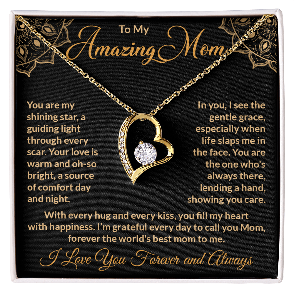 To My Amazing Mom – Forever Love Necklace: A Heartfelt Valentine's Day Gift to Celebrate Your Guiding Light and Unconditional Love