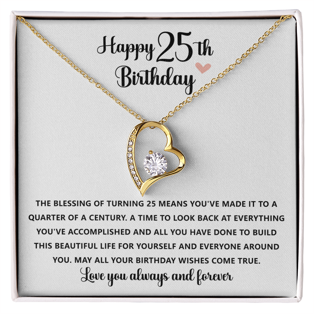 Happy 25th Birthday Necklace Gift for 25 Years old Woman