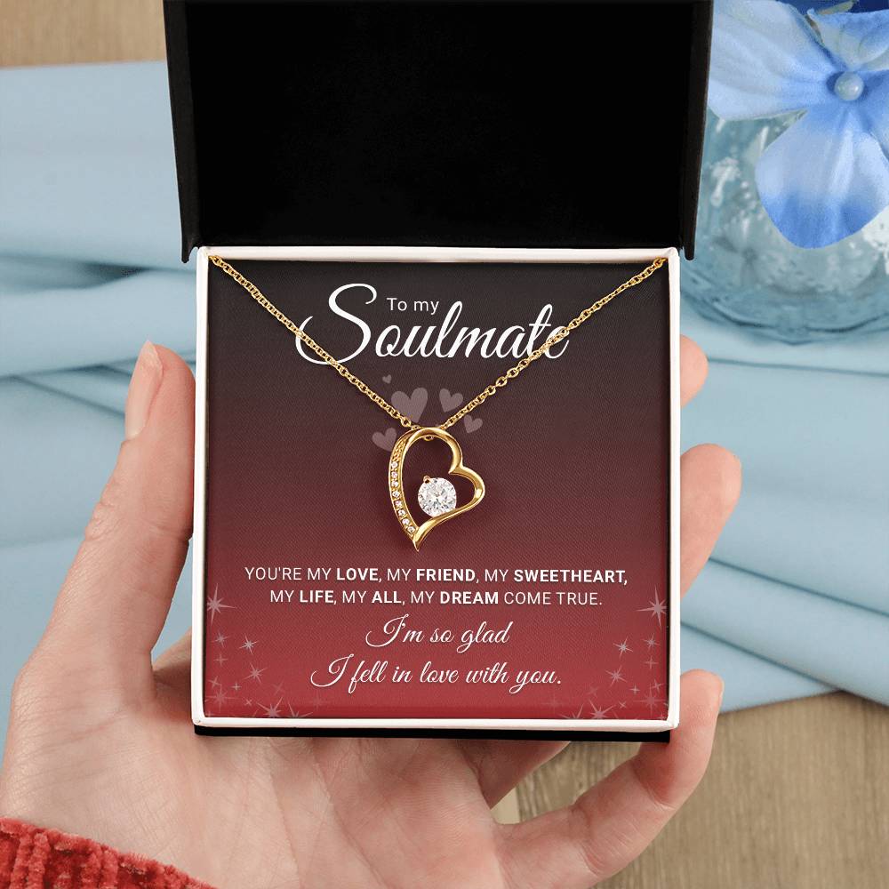 To My Soulmate Necklace for Women - Personalized Forever Love Stainless Steel Jewelry Gift for Wife or Girlfriend - Anniversary, Birthday, Christmas Gift