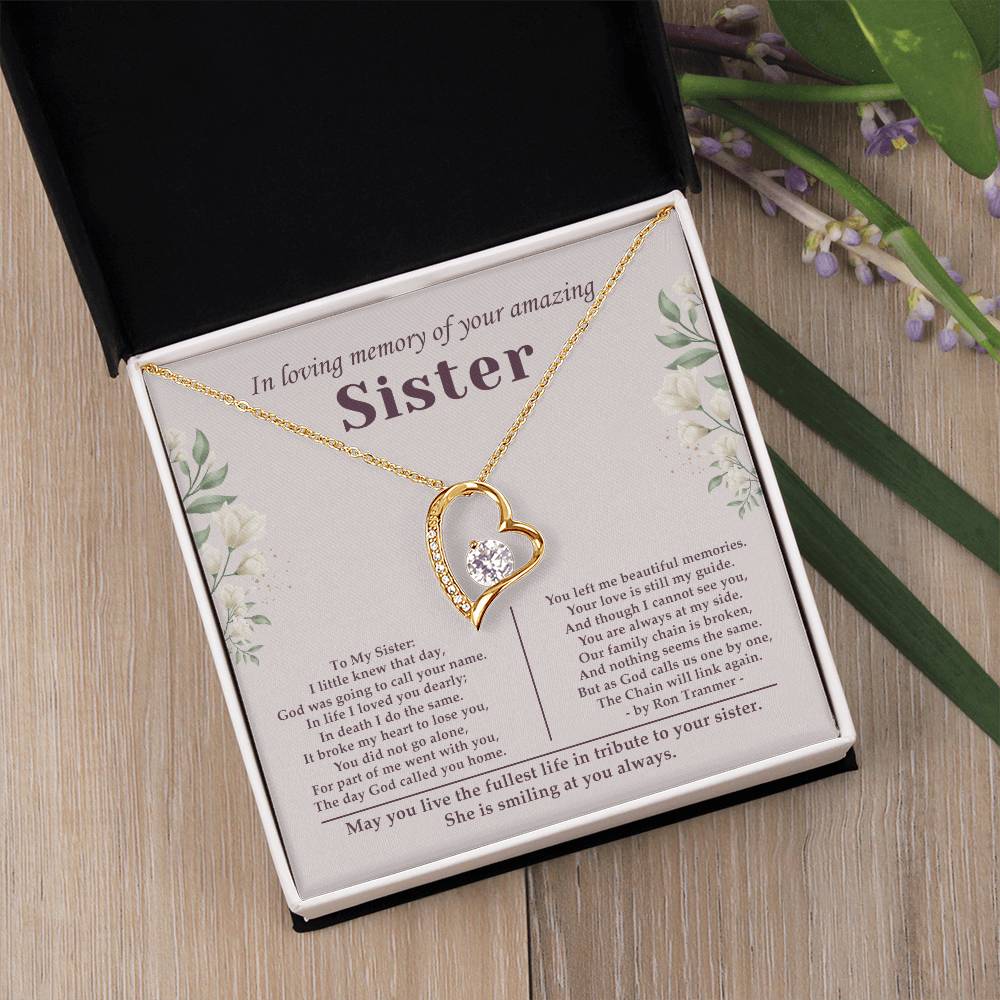 Sisters Gifts From Sister Forever Love Necklaces - Happy Birthday Present For Women Jewelry Best Sister with Message Card and Gift Box