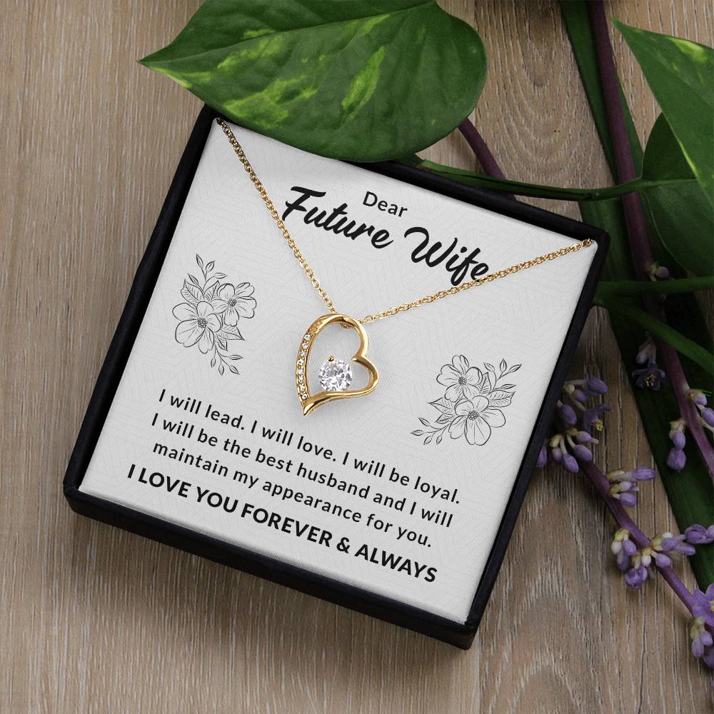 Forever Love Necklace with Heartfelt Message for Future Wife – A Symbol of Loyalty and Devotion, Perfect Gift for Fiancée, Girlfriend, or Future Wife on Special Occasions