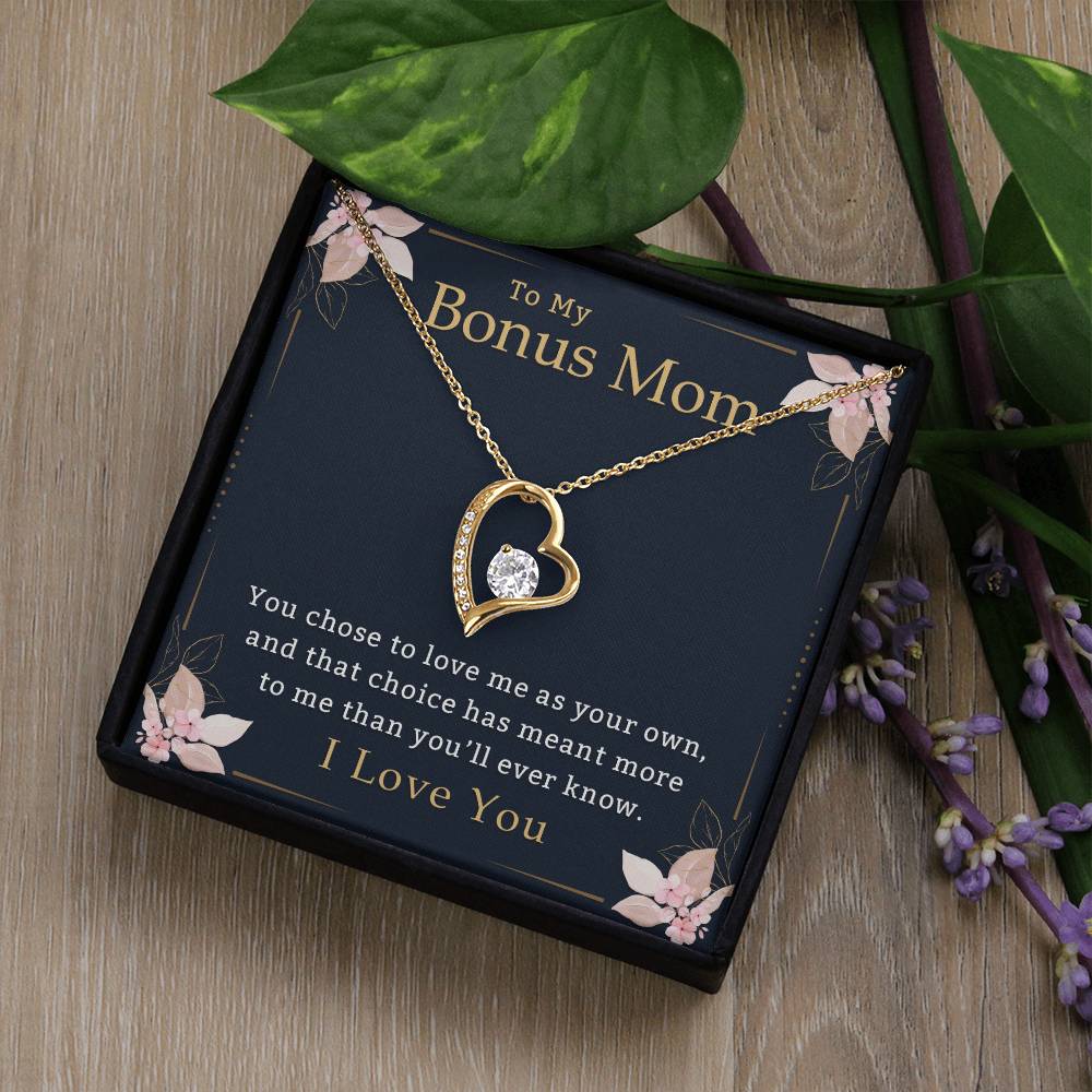 To My Bonus Mom Necklace, Heartfelt Gift of Love, Meaningful Jewelry for Mother's Day & Special Occasions