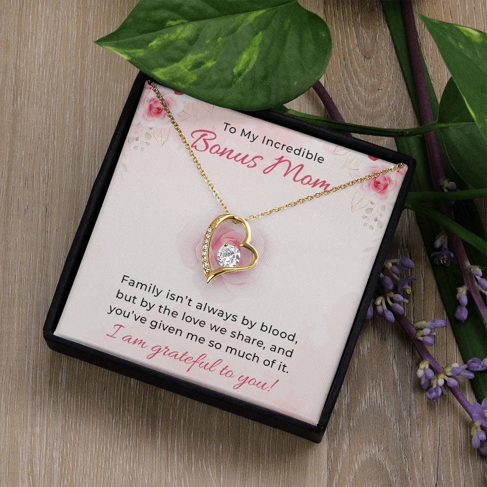 To My Incredible Bonus Mom Necklace, Forever Love Jewelry Gift, Heartfelt Birthday & Christmas Present from Son, Custom Mama Necklace