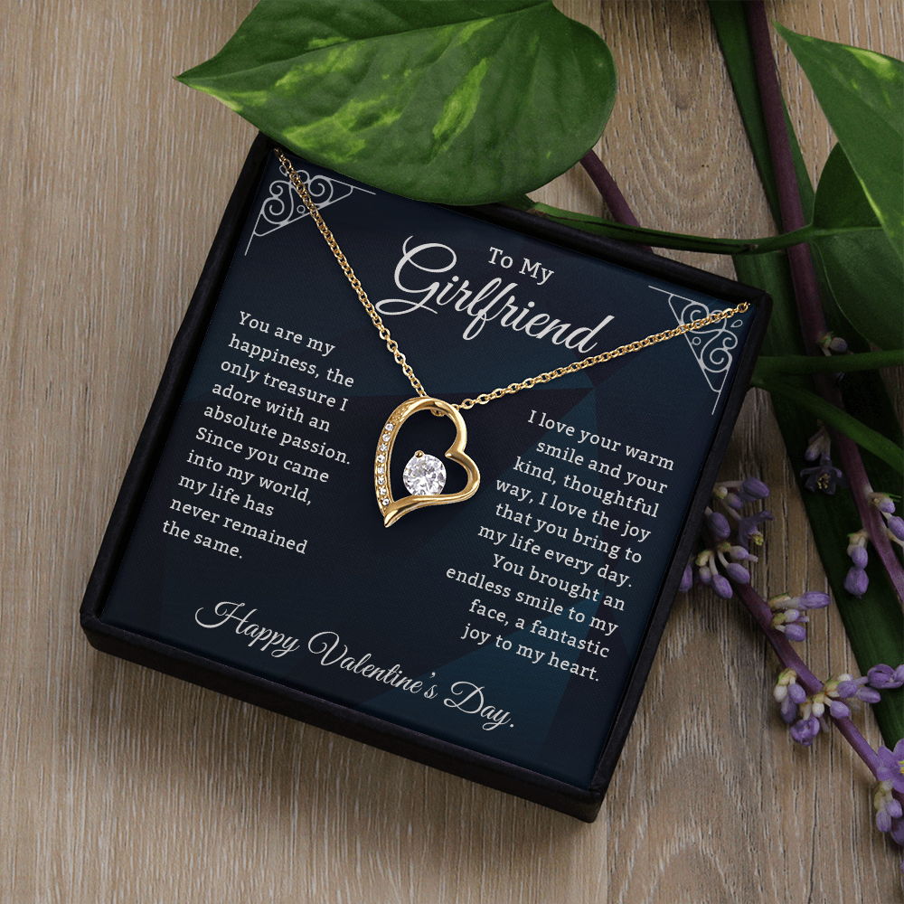 To My Girlfriend, You Are My Happiness – Forever Love Necklace, A Heartfelt Valentine's Day Gift to Celebrate Your Beautiful Heart & Our Endless Love