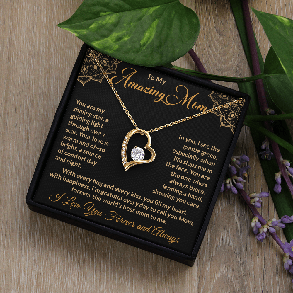 To My Amazing Mom – Forever Love Necklace: A Heartfelt Valentine's Day Gift to Celebrate Your Guiding Light and Unconditional Love