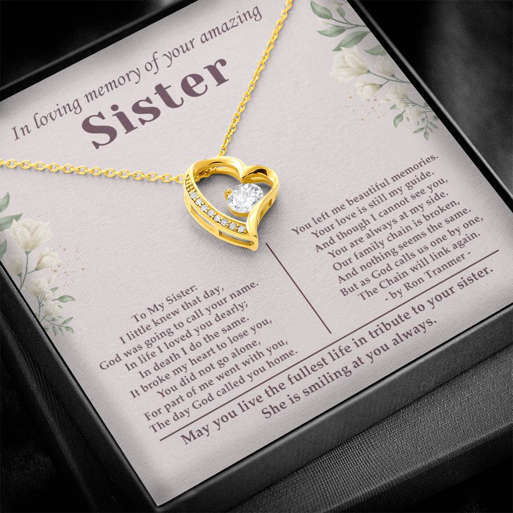 Sisters Gifts From Sister Forever Love Necklaces - Happy Birthday Present For Women Jewelry Best Sister with Message Card and Gift Box