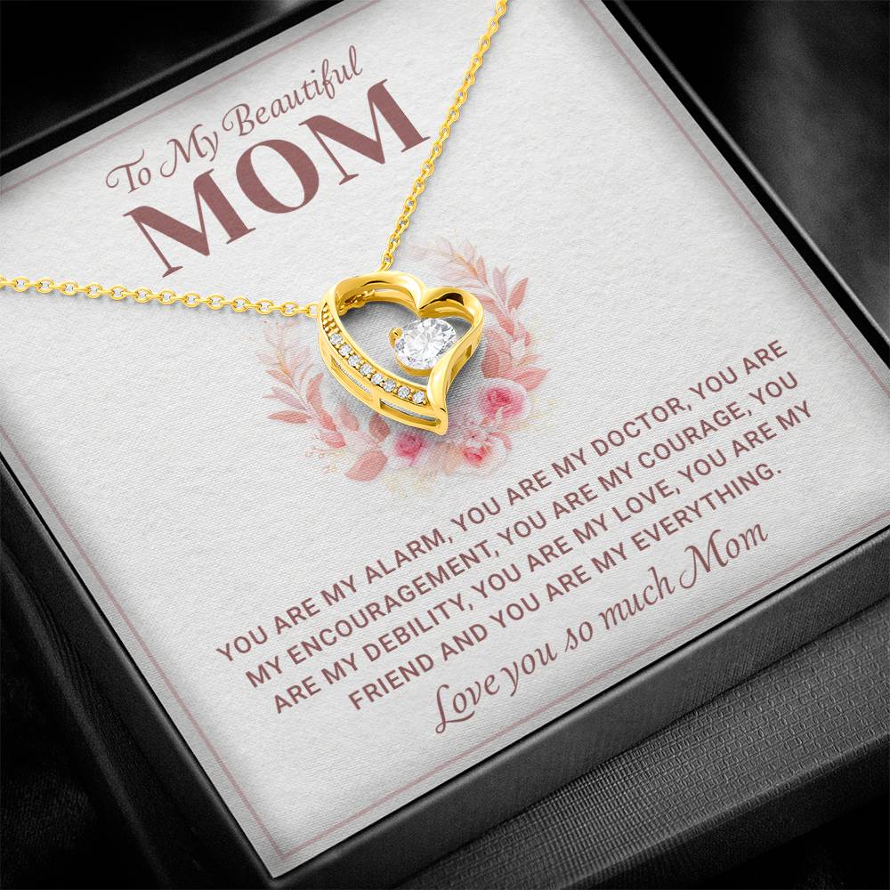 Necklace For Mom - To my Mom Forever Love Necklace - Mother's Day gifts for mom, Birthday Gift from Daughter, Son With Heartfelt Message and Gift Card