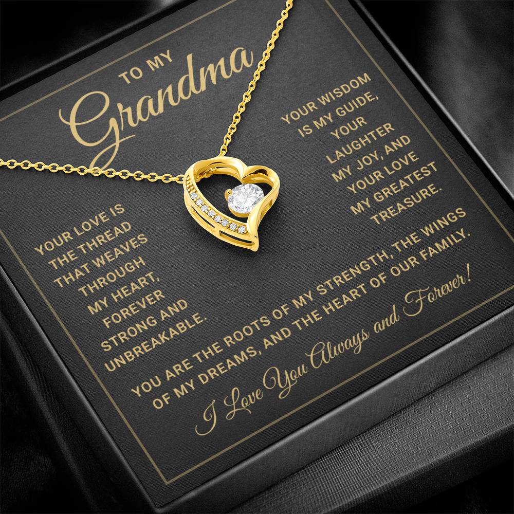 Grandma Necklace From Granddaughter - Grandma Granddaughter Necklace - Grandma Charm Necklace - Mother's Day, Christmas, Birthday Gifts for Grandma - Grandmother Jewelry with Message Card and Gift Box