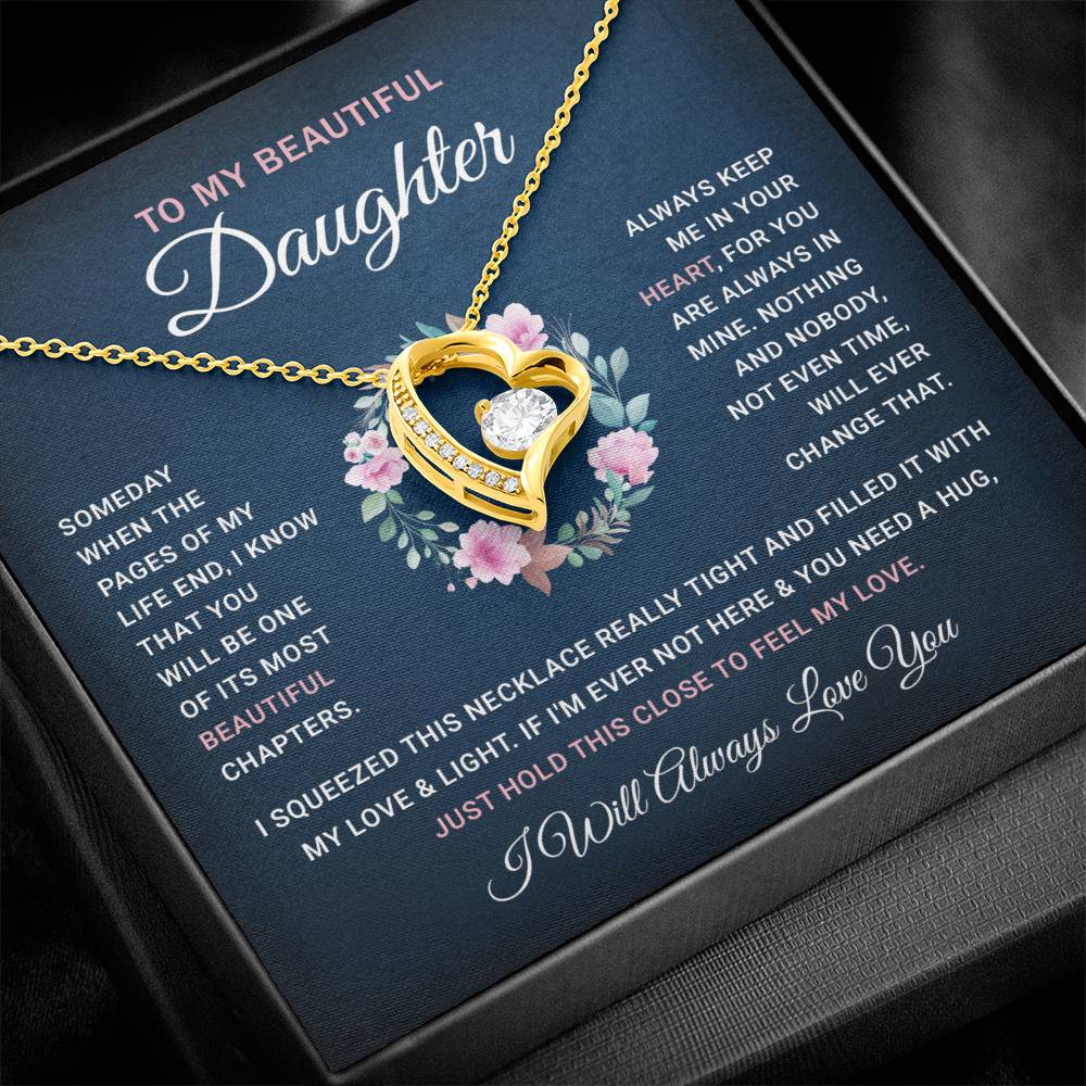 Daughter Gift From Mom, Mother Daughter Necklace Birthday Graduation Christmas Jewelry Gifts For My Beautiful Daugther Adult Daughter with Message Card and Gift Box