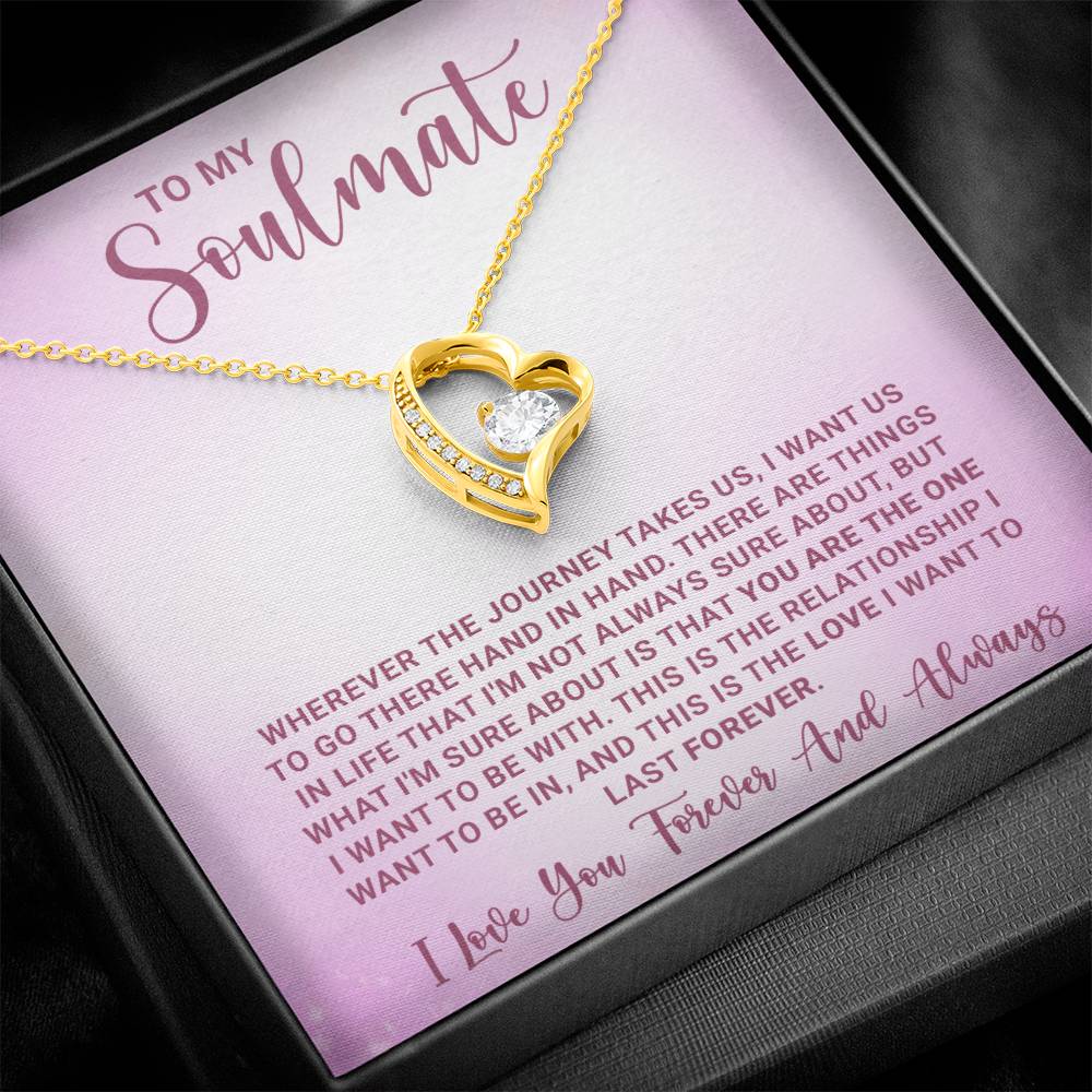 To My Soulmate Forever Love Necklace - Stainless Steel Jewelry with Message Card and Gift Box - Anniversary, Wedding, Birthday Gift for Her