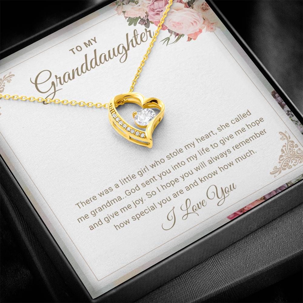 Granddaughter Necklace From Grandmom - Forever Love Necklace - Gift for Granddaughter On Birthday, Christmas, Mother's day, Graduation, Wedding, Valentines