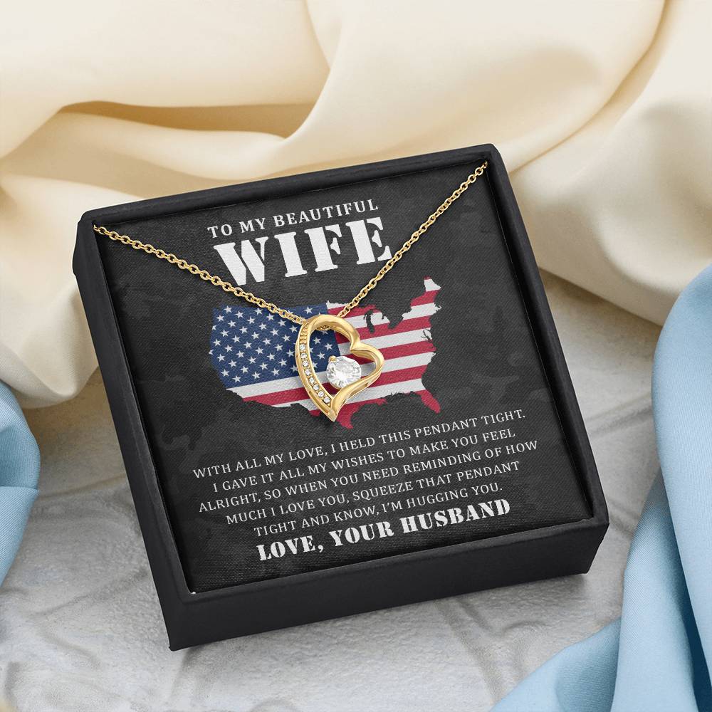 To My Wife Necklace - Forever Love Jewelry Gift with Message Card - Anniversary, Valentine's Day Present