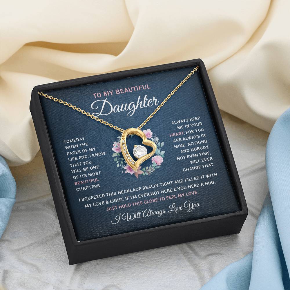 Daughter Gift From Mom, Mother Daughter Necklace Birthday Graduation Christmas Jewelry Gifts For My Beautiful Daugther Adult Daughter with Message Card and Gift Box