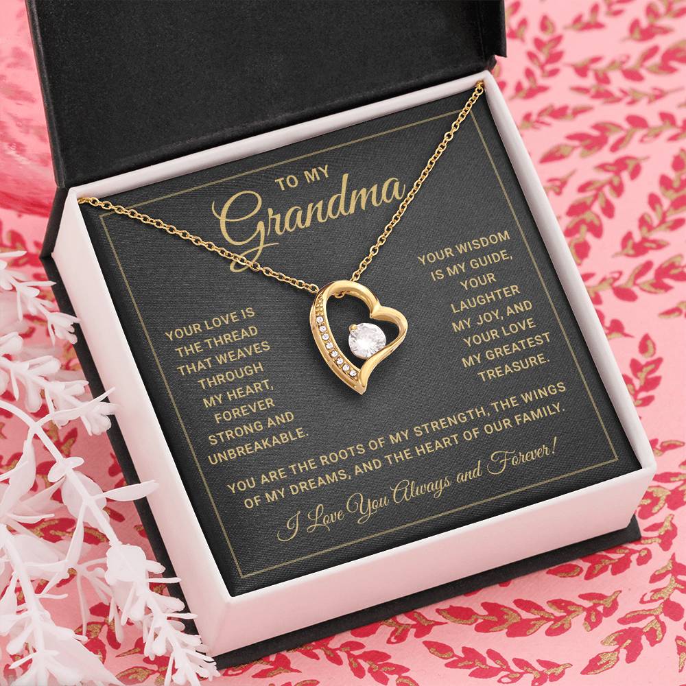 Grandma Necklace From Granddaughter - Grandma Granddaughter Necklace - Grandma Charm Necklace - Mother's Day, Christmas, Birthday Gifts for Grandma - Grandmother Jewelry with Message Card and Gift Box