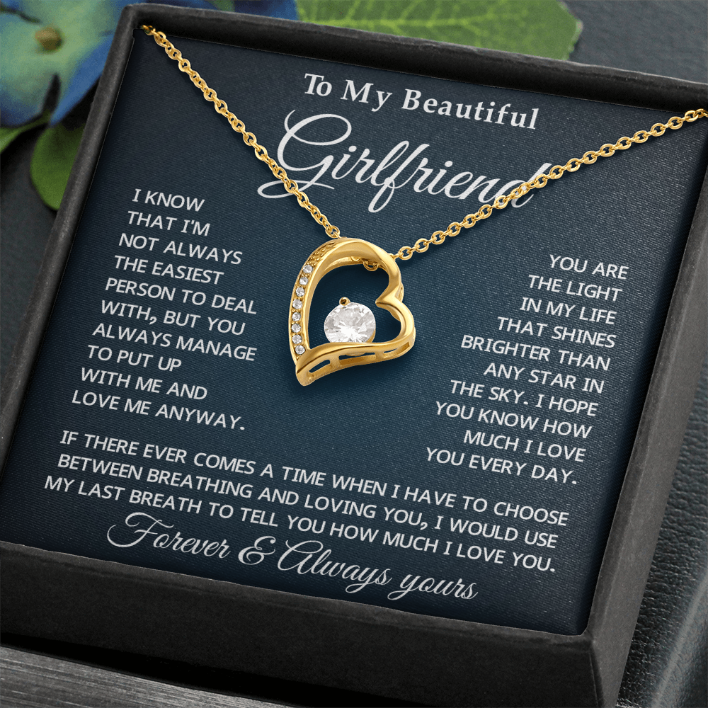 To My Girlfriend Forever Love Necklace With Message Card & Gift Box