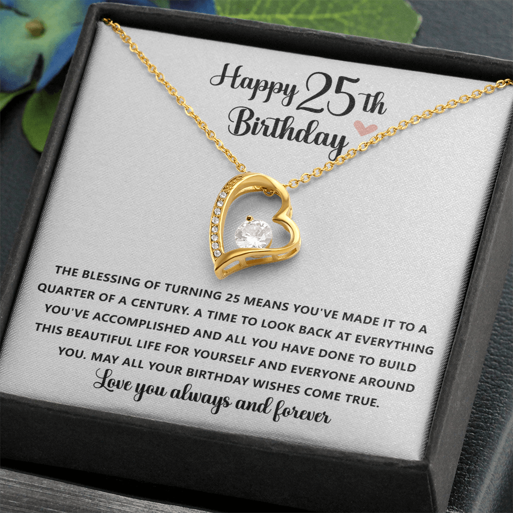 Happy 25th Birthday Necklace Gift for 25 Years old Woman