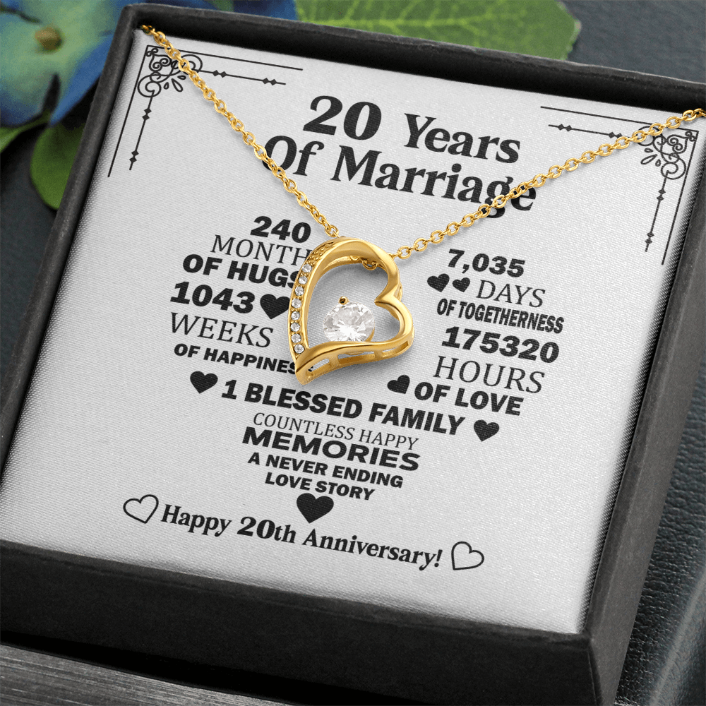 Elegant 20th Anniversary Necklace for Wife – Timeless Keepsake with Romantic Message from Loving Husband