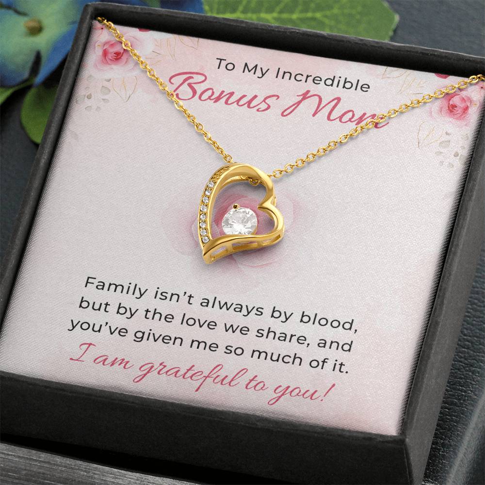 To My Incredible Bonus Mom Necklace, Forever Love Jewelry Gift, Heartfelt Birthday & Christmas Present from Son, Custom Mama Necklace