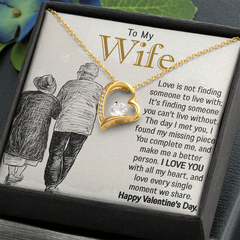 To My Wife, Forever Love Necklace – A Valentine's Day Gift to My Missing Piece, Celebrating a Love That Completes Me