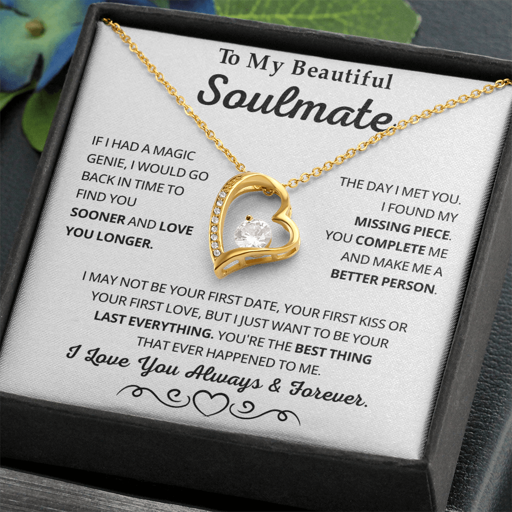 To My Soulmate Necklace for Women, Valentine's Gifts for Her