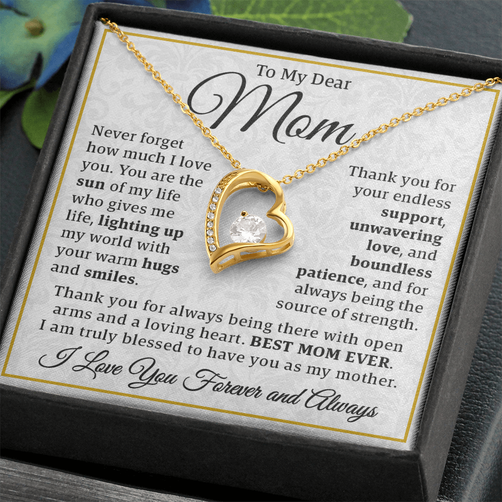 To My Dear Mom – Forever Love Necklace: A Heartfelt Valentine's Gift to Celebrate the Warmth, Patience, and Endless Love of the Best Mom Ever