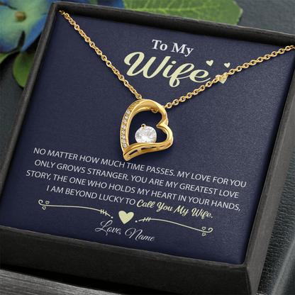 To My Wife Necklace – Romantic Soulmate Gift for Mother's Day or Birthday – Forever Love Necklace from Husband - Custom Message Card
