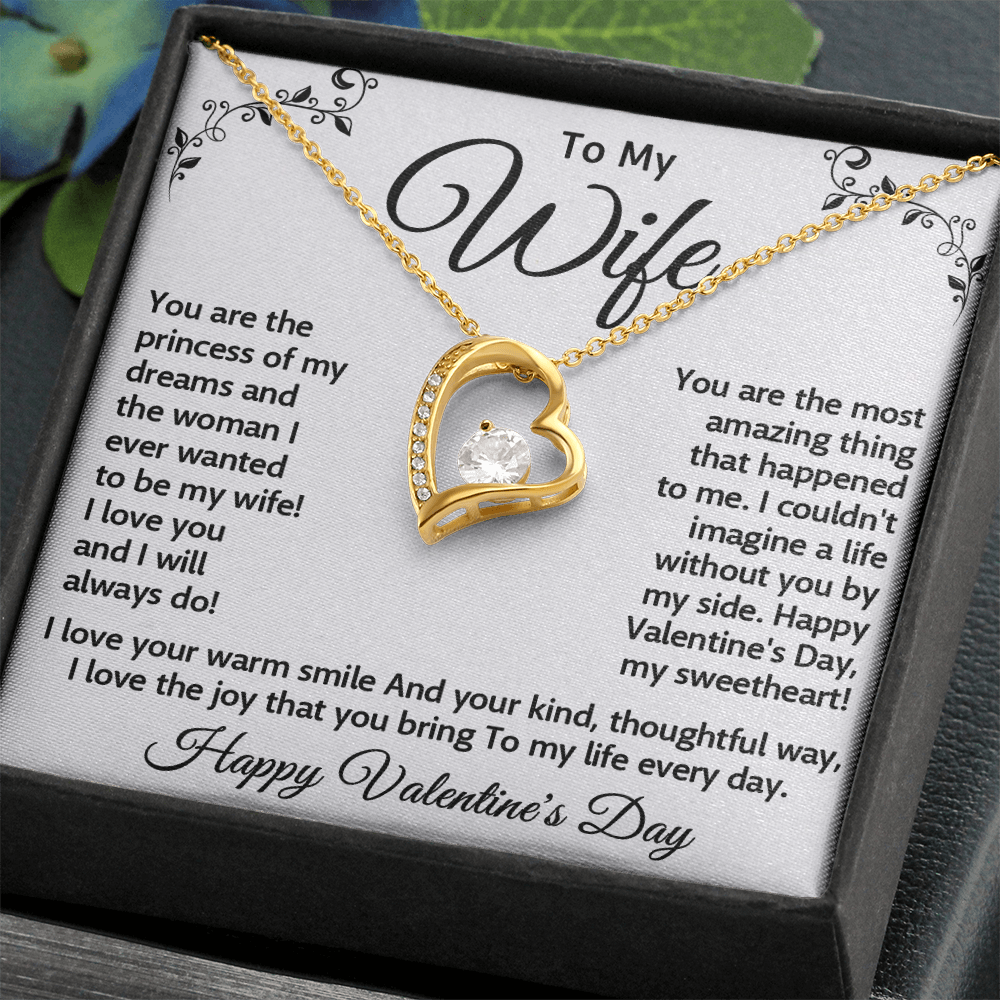 To My Wife, Forever Love Necklace – A Valentine's Day Gift to My Princess, Celebrating the Woman I Adore, Happy Valentine's Day