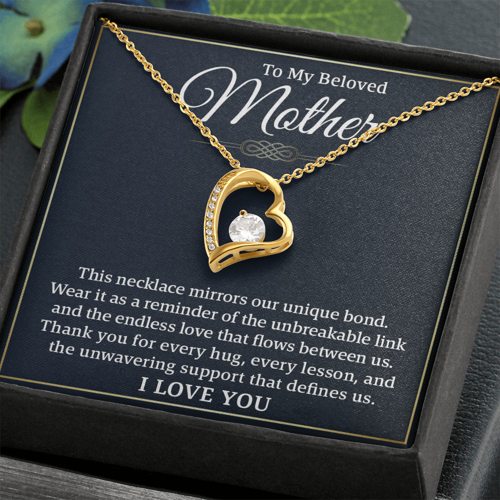 To My Beloved Mother – Forever Love Necklace: A Beautiful Valentine's Day Gift Symbolizing Our Unbreakable Bond and Endless Love