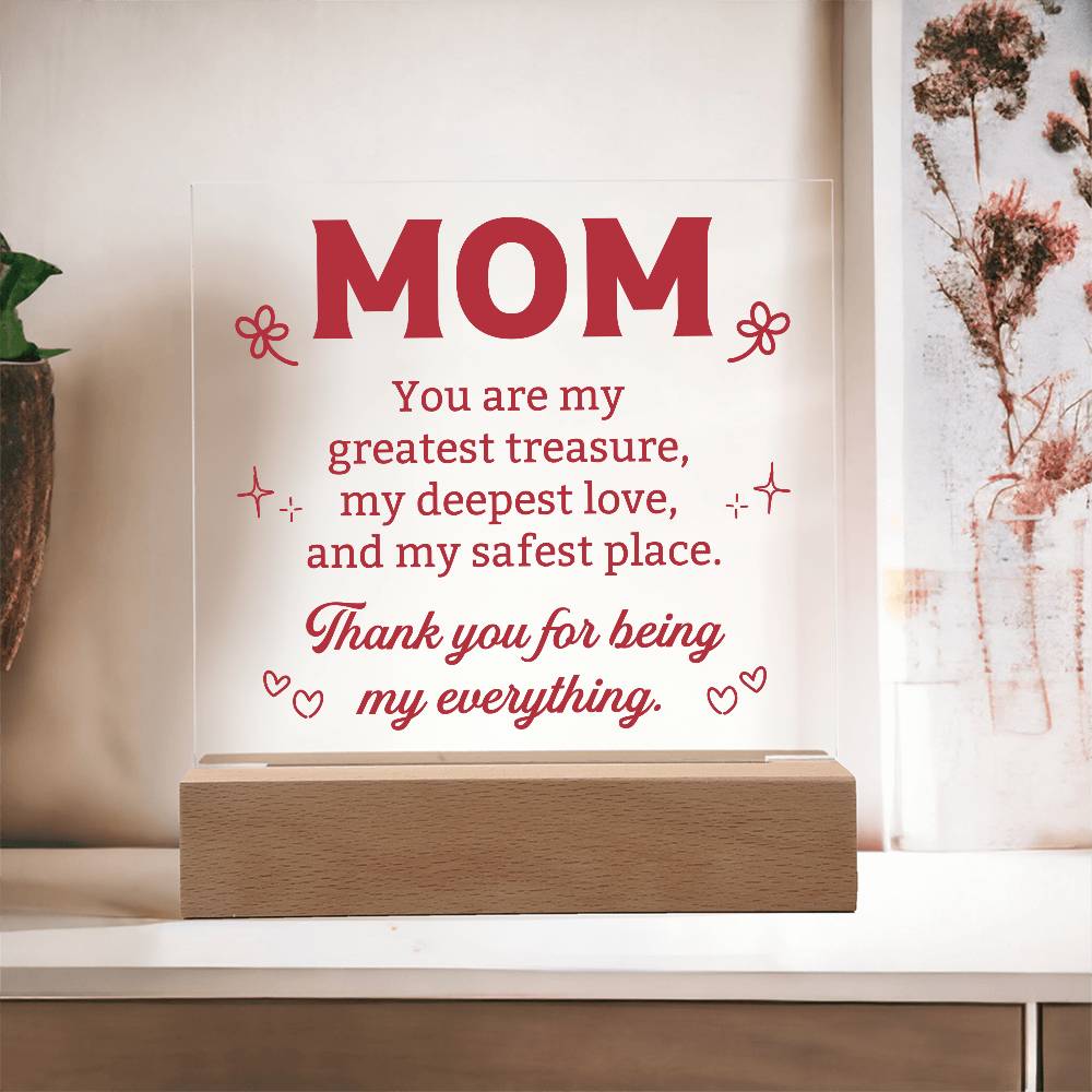 Gifts for Mom from Daughter or Son, Mother Mom Mother's Day Christmas Birthday Present, Mom Acrylic Square Plaque