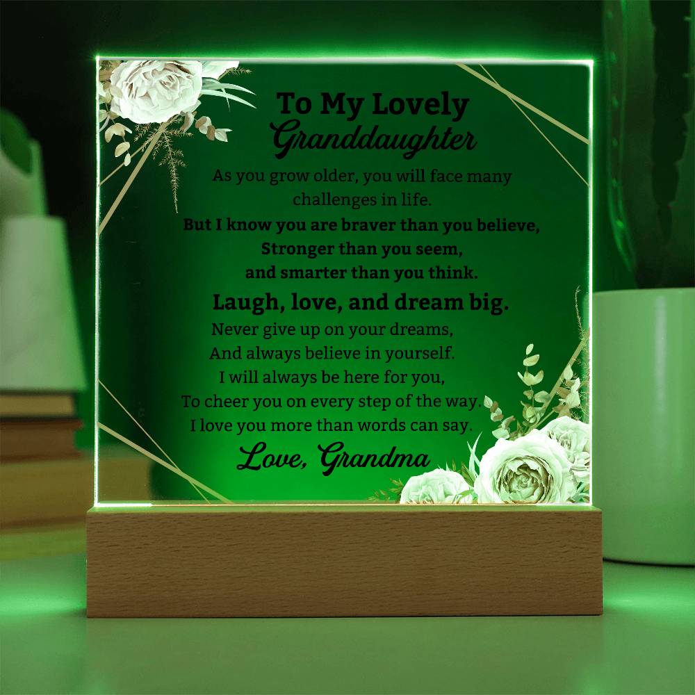 To My Granddaughter acrylic plaque from Grandma, Personalized Grandma To Granddaughter Gift, Granddaughter Birthday Gift from Grandma