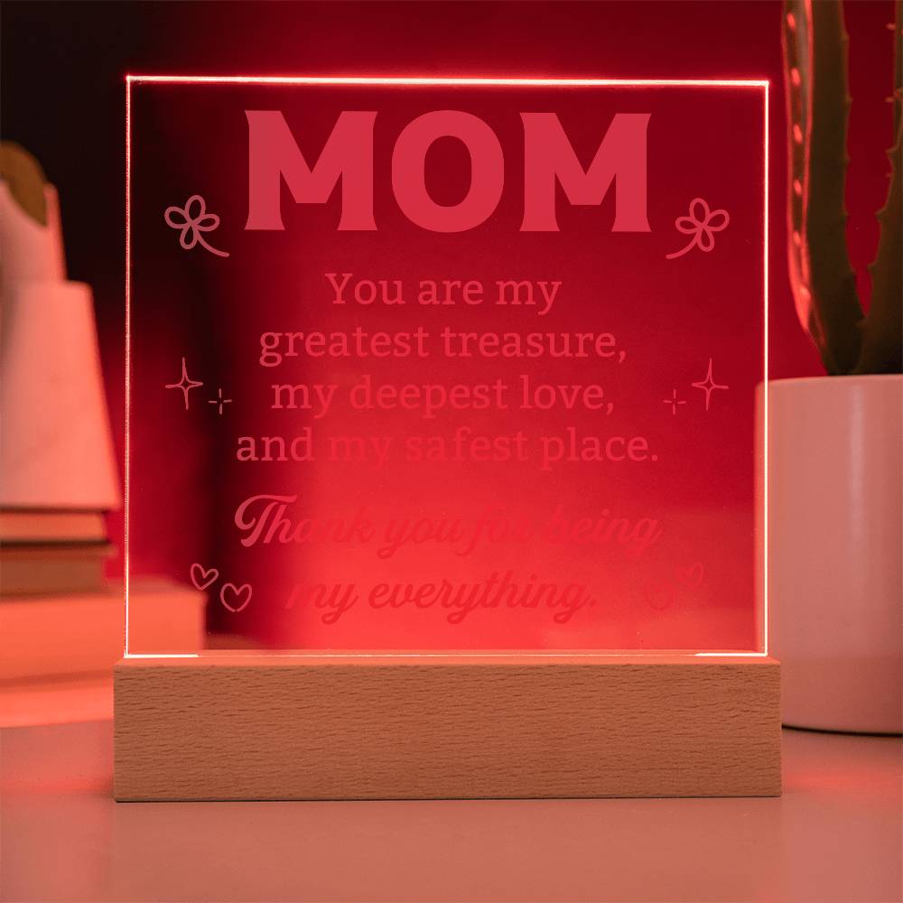 Gifts for Mom from Daughter or Son, Mother Mom Mother's Day Christmas Birthday Present, Mom Acrylic Square Plaque