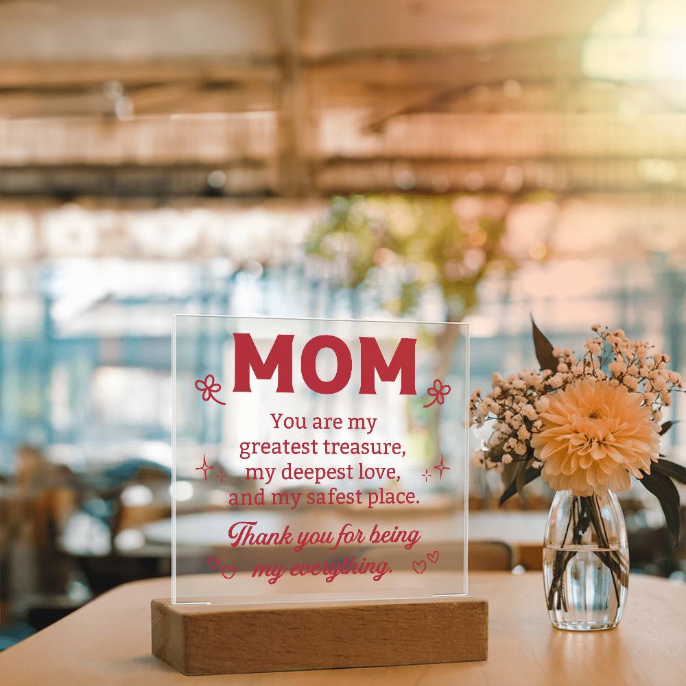 Gifts for Mom from Daughter or Son, Mother Mom Mother's Day Christmas Birthday Present, Mom Acrylic Square Plaque