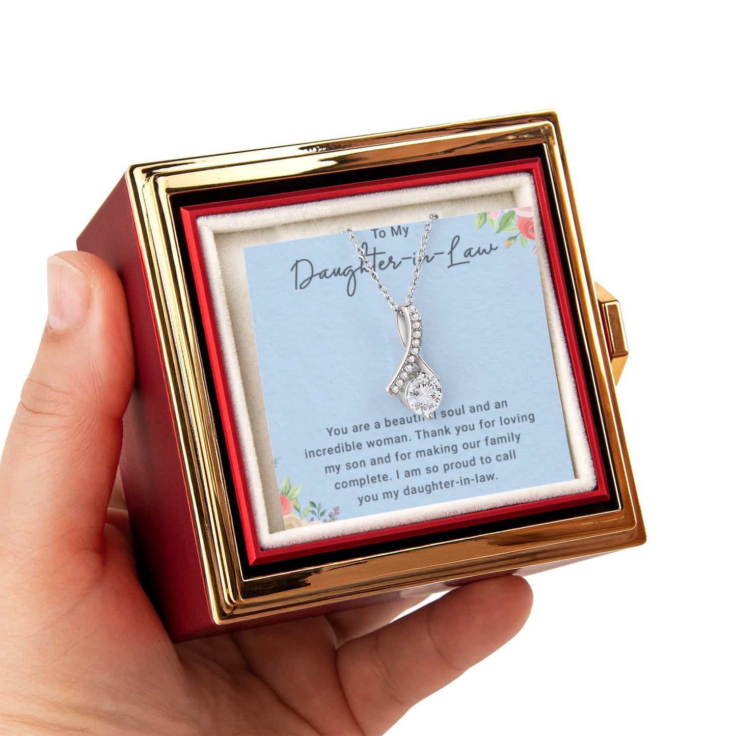 To My Daughter in Law Necklace From Mother, Daughter in Law Birthday Gifts With Card