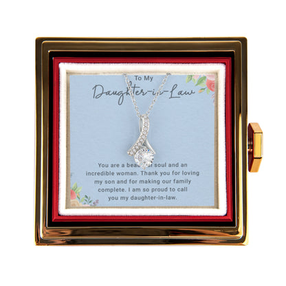 To My Daughter in Law Necklace From Mother, Daughter in Law Birthday Gifts With Card