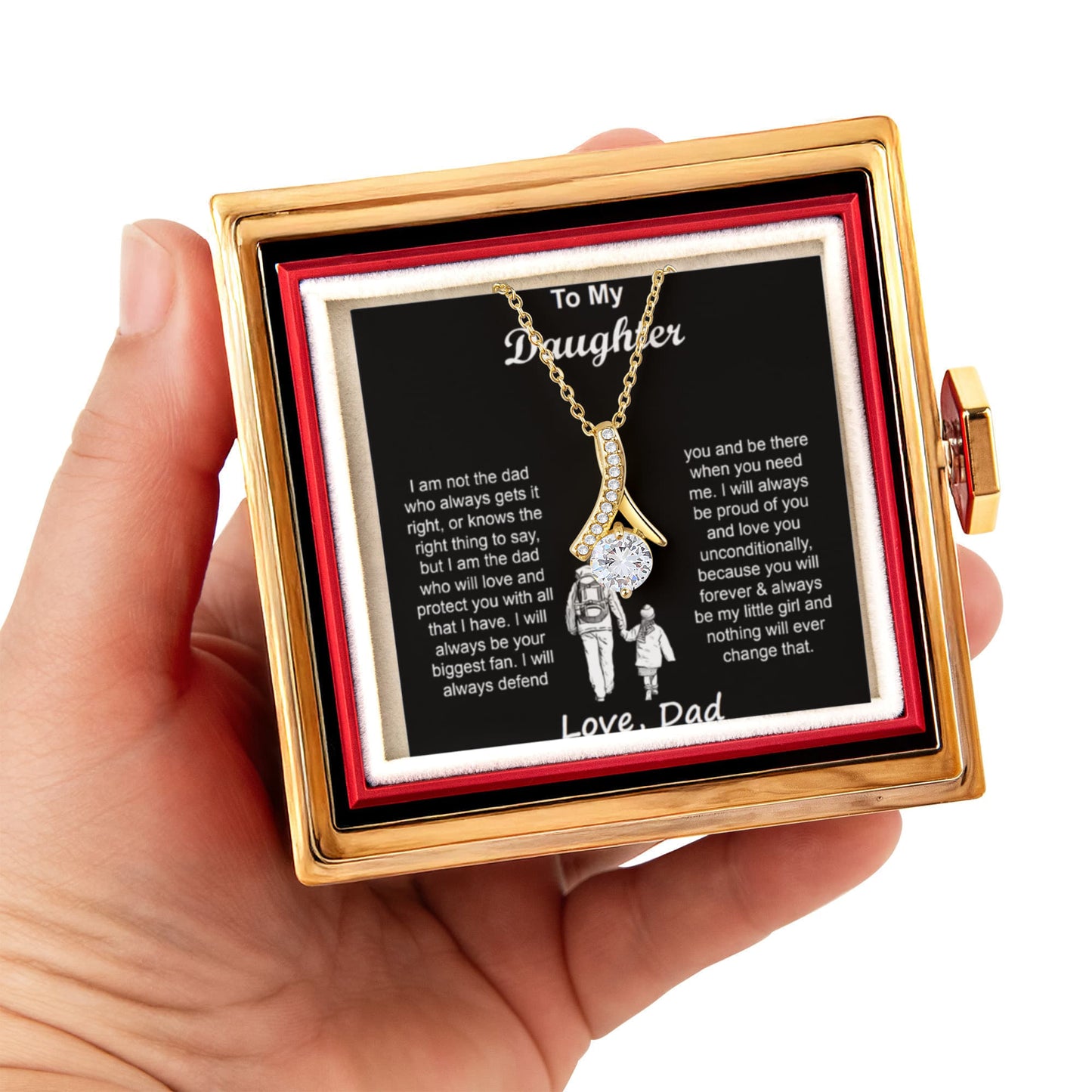 To My Daughter Necklace From Dad With Heartfelt Message & Elegant Box