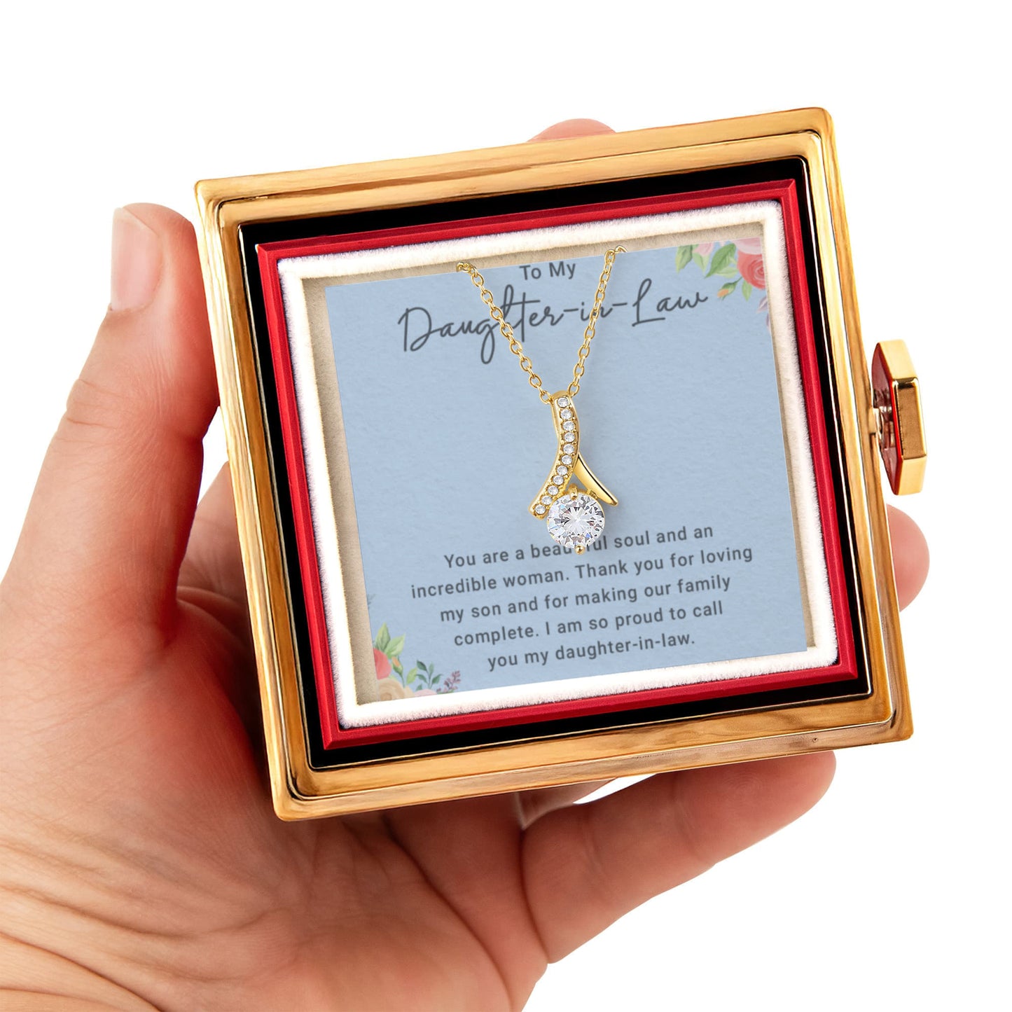 To My Daughter in Law Necklace From Mother, Daughter in Law Birthday Gifts With Card