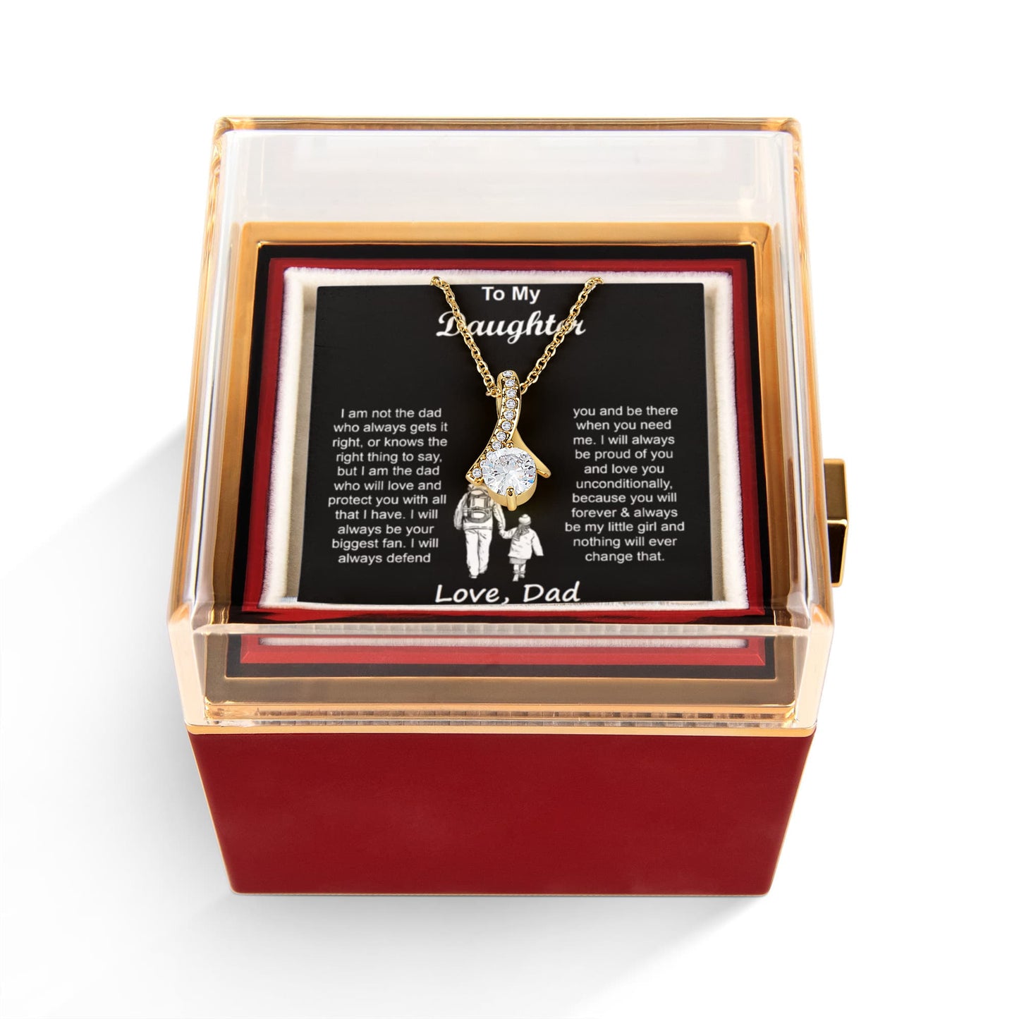 To My Daughter Necklace From Dad With Heartfelt Message & Elegant Box