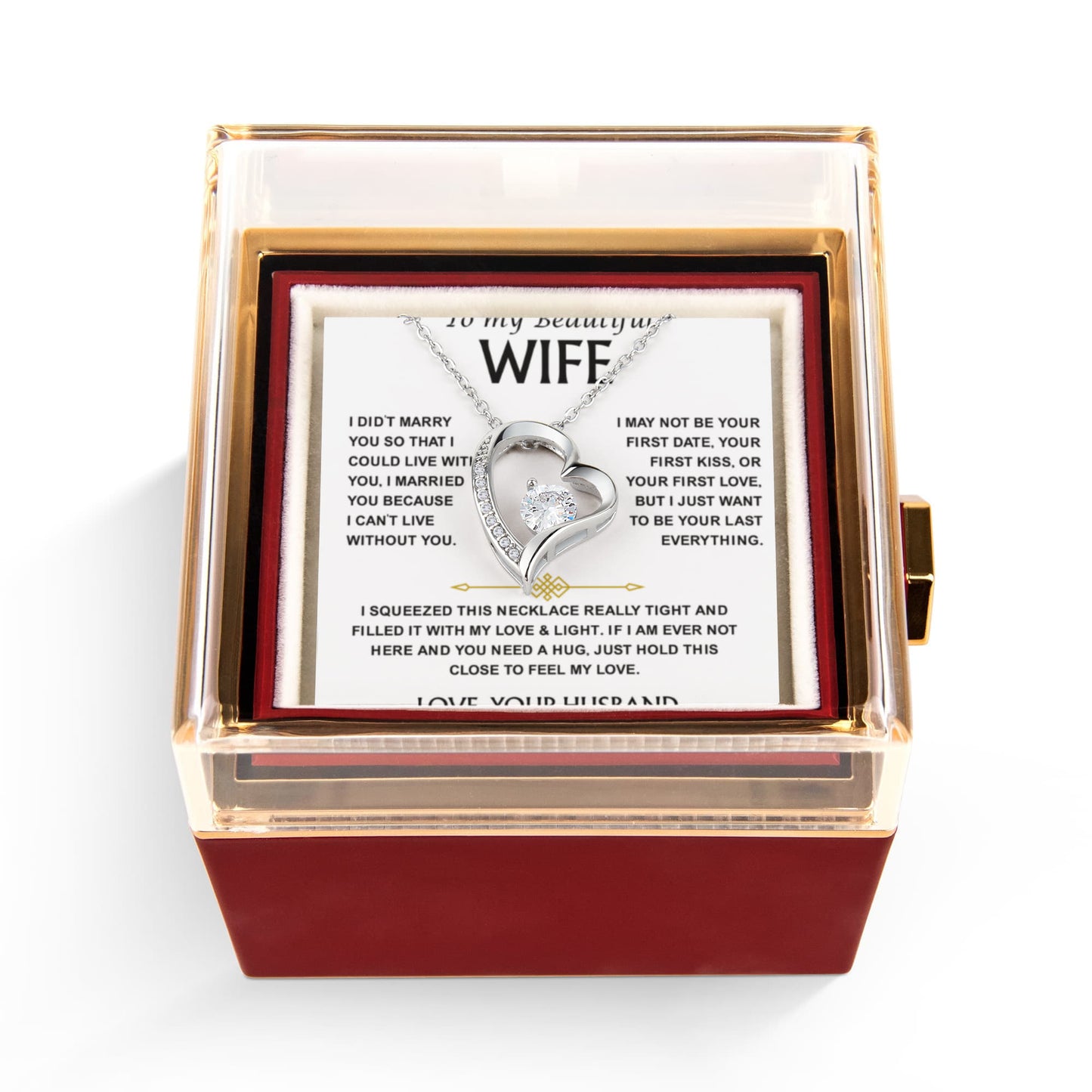 Necklace to My Wife From Husband Forever Love, Gift for Wives With Gift Box