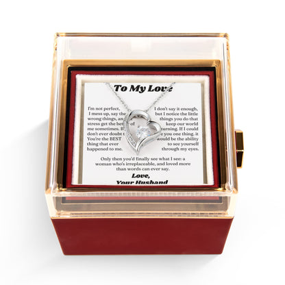 Necklace for Women With Gift Box, I Love You Necklace for Wife on Valentine's Day