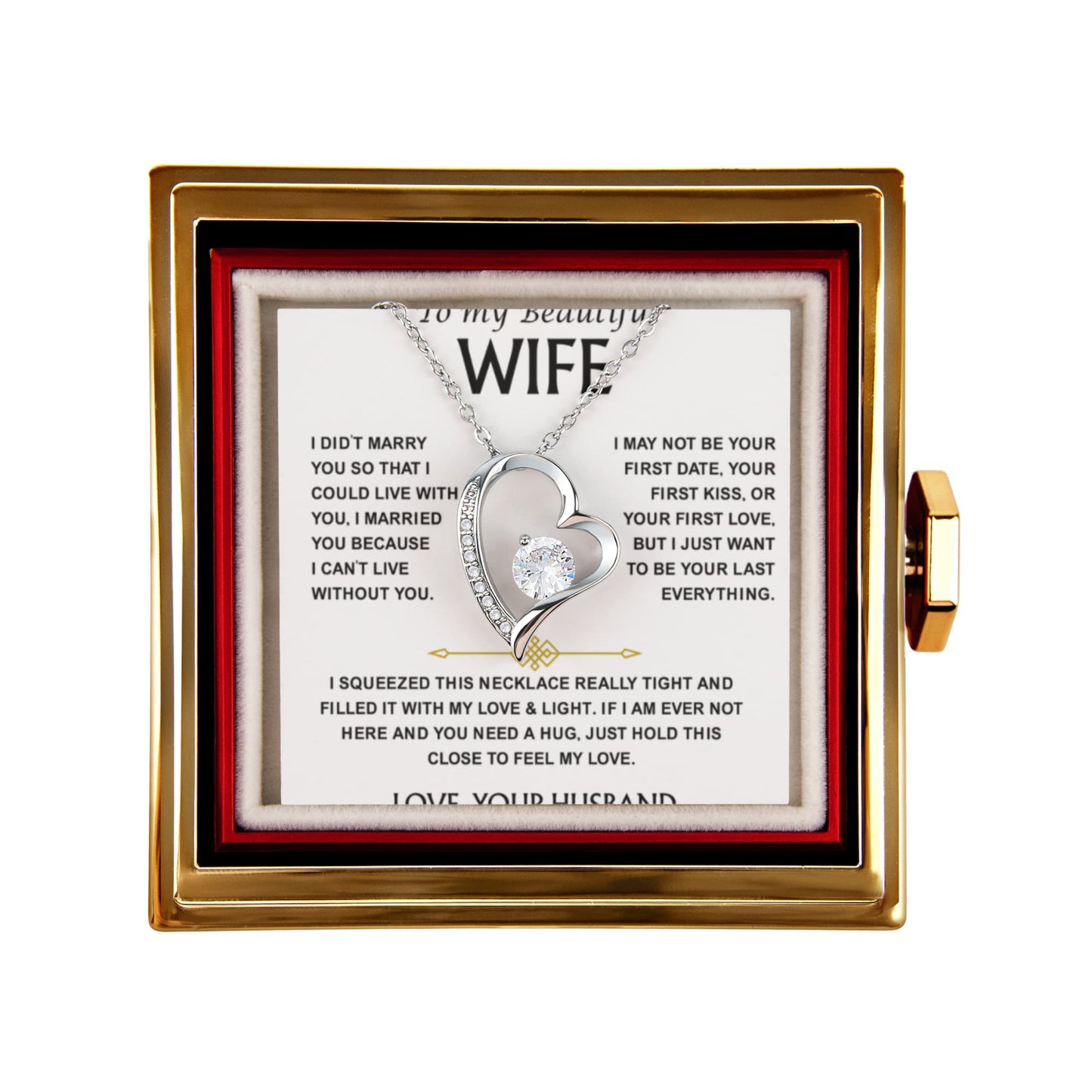 Necklace to My Wife From Husband Forever Love, Gift for Wives With Gift Box