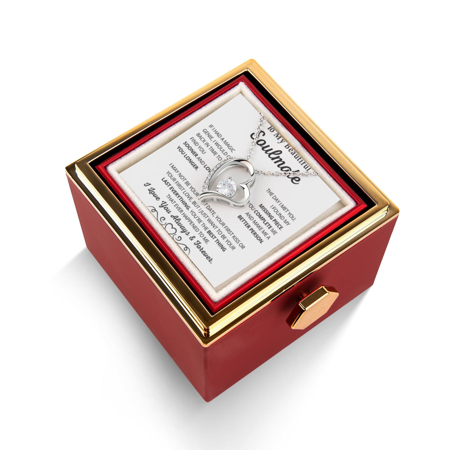 Soulmate Necklace for Women, Valentine Gifts for Girlfriend Message Card