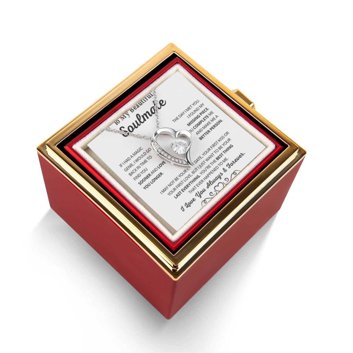 Soulmate Necklace for Women, Valentine Gifts for Girlfriend Message Card