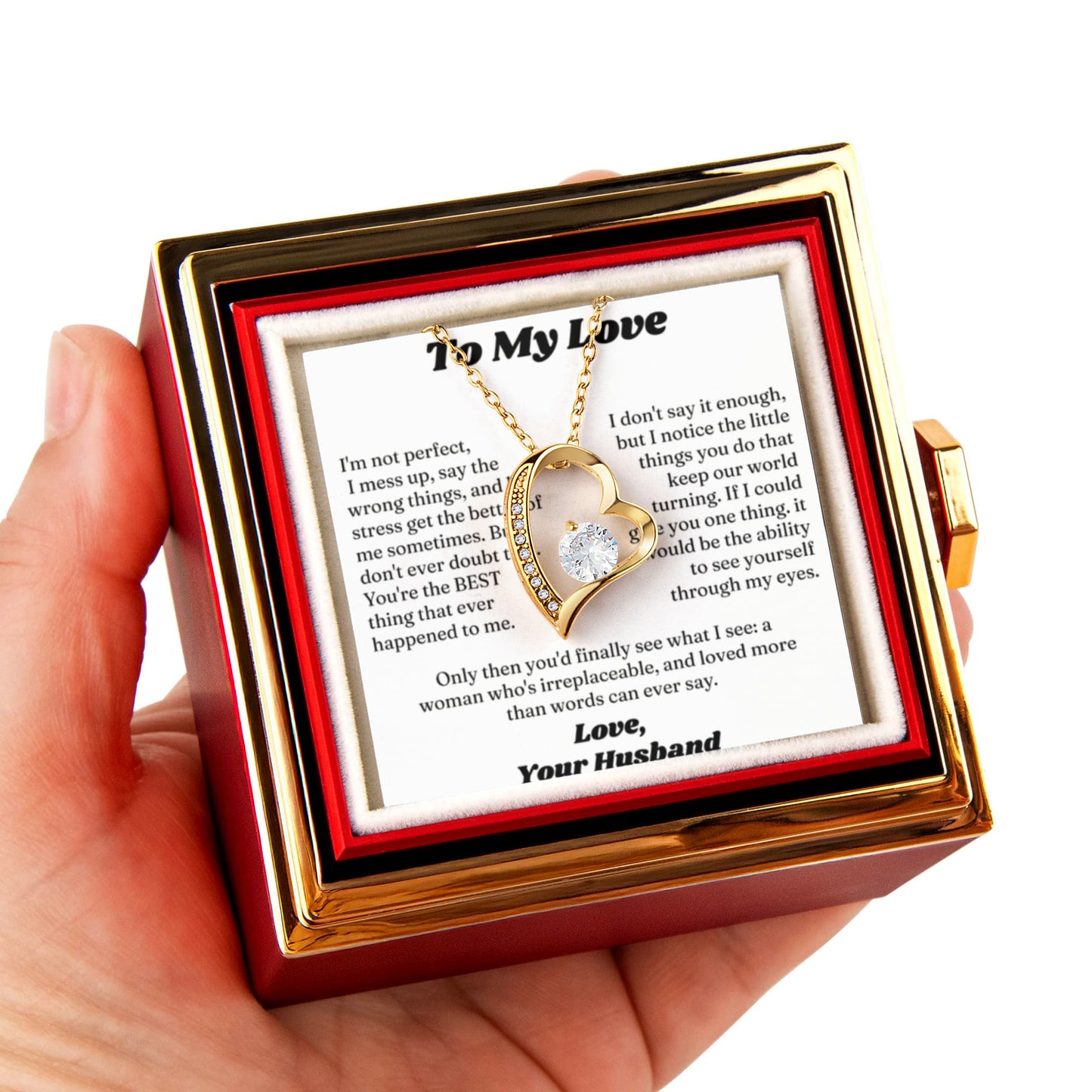 Necklace for Women With Gift Box, I Love You Necklace for Wife on Valentine's Day